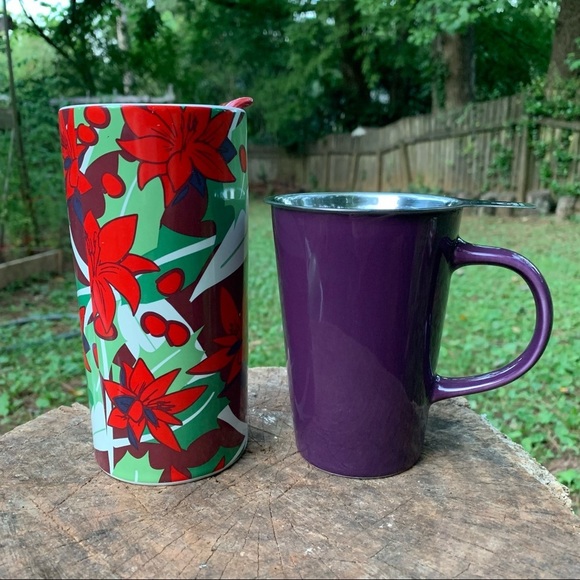 Set of 2 Teavana poinsettia tumble + angle infuser - Picture 2 of 13